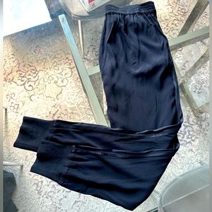 Vince Joggers/ Track Pants in Navy with silk stripes. Gently worn. Size Small.